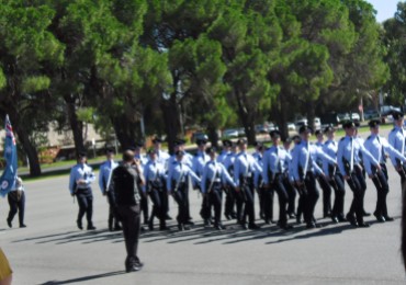 Raaf Wagga Wagga - eyes right. Madly applauding the new recruits.